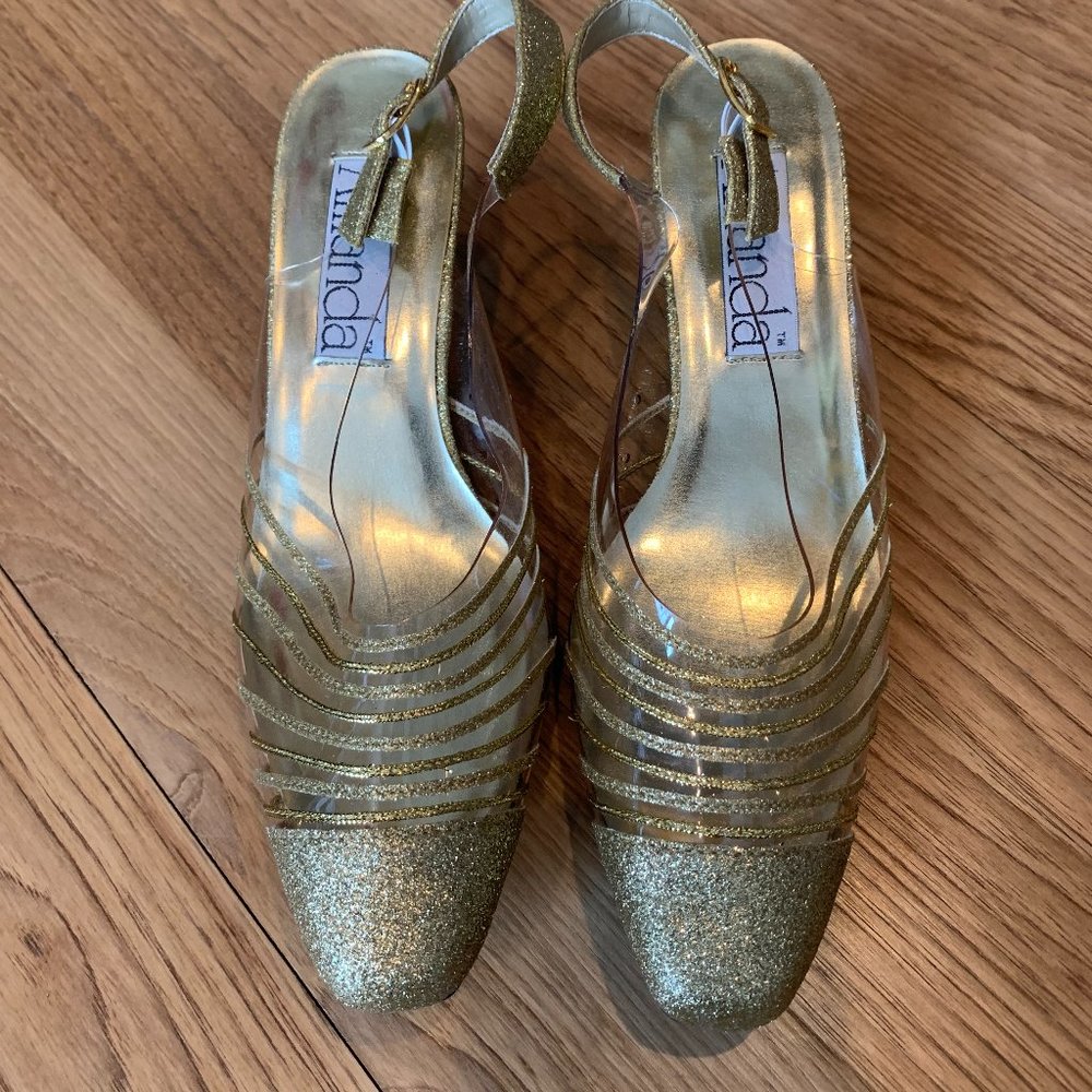 AMANDA Gold Holiday Heels - Women's Size 10M